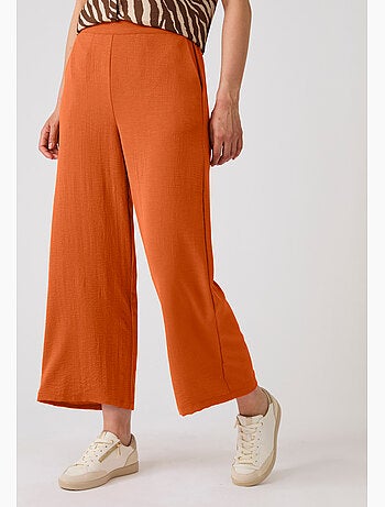 Pantalon large 7/8ème tissu crêpe effet froissé - Damart