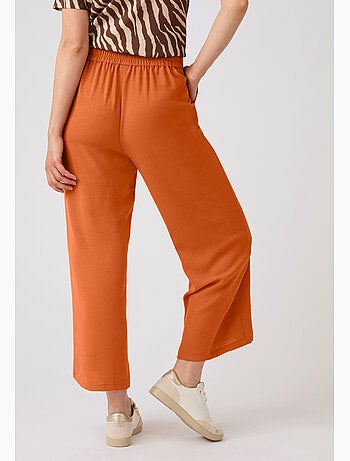 Pantalon large 7/8ème tissu crêpe effet froissé - Damart