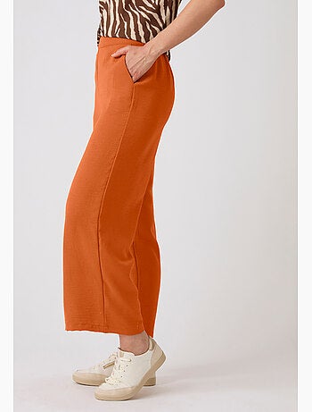 Pantalon large 7/8ème tissu crêpe effet froissé - Damart