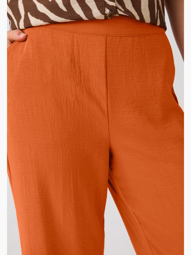 Pantalon large 7/8ème tissu crêpe effet froissé - Damart Orange - Kiabi