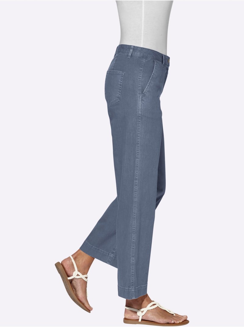 Pantalon Large 96% Coton - Taille Courte - Witt Bleu gris - Kiabi