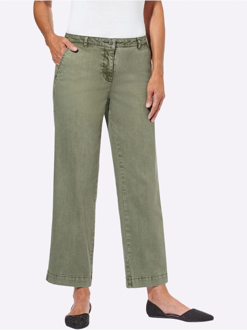 Pantalon Large 96% Coton - Taille Courte - Witt Kaki - Kiabi