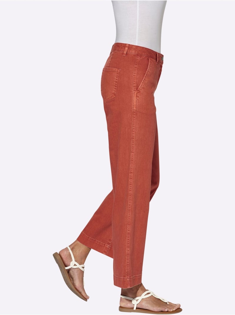 Pantalon Large 96% Coton - Taille Courte - Witt Orange/Rouge - Kiabi