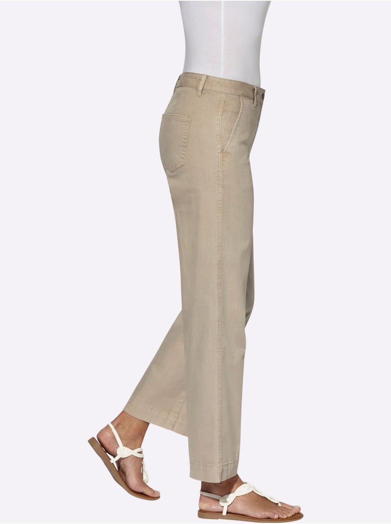 Pantalon Large 96% Coton - Taille Courte - Witt Sable - Kiabi