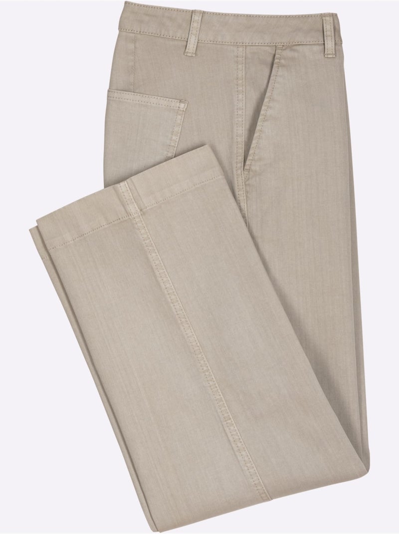Pantalon Large 96% Coton - Taille Courte - Witt Sable - Kiabi