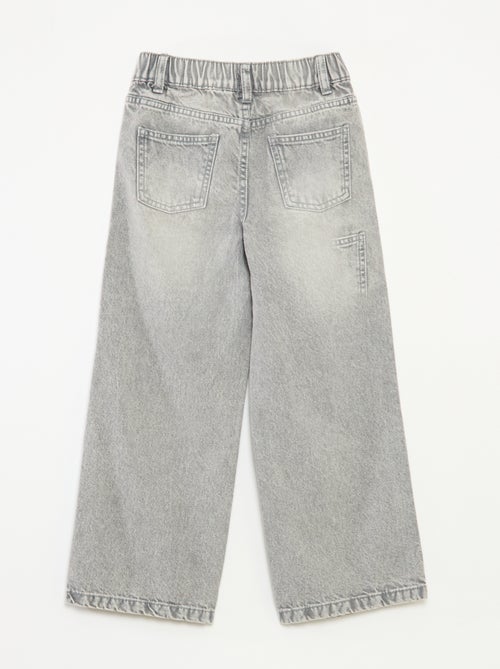 Pantalon large à 5 poches en denim - Kiabi