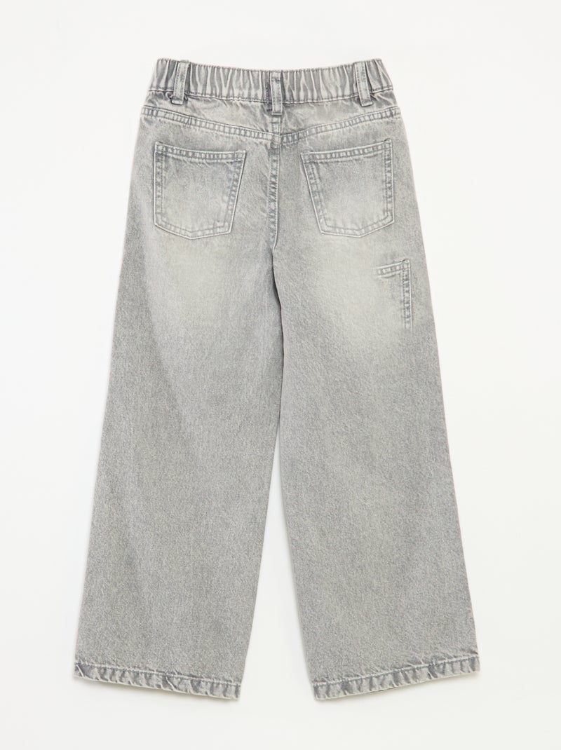 Pantalon large à 5 poches en denim Gris - Kiabi
