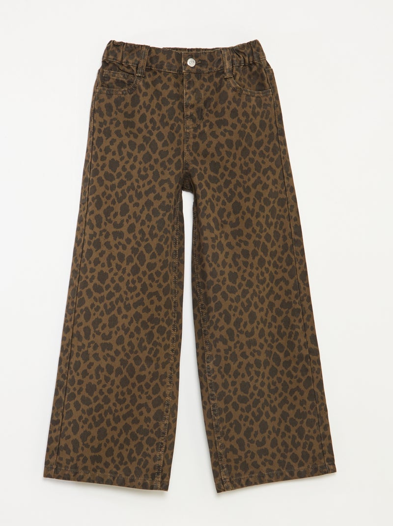 Pantalon large à 5 poches en denim Marron - Kiabi