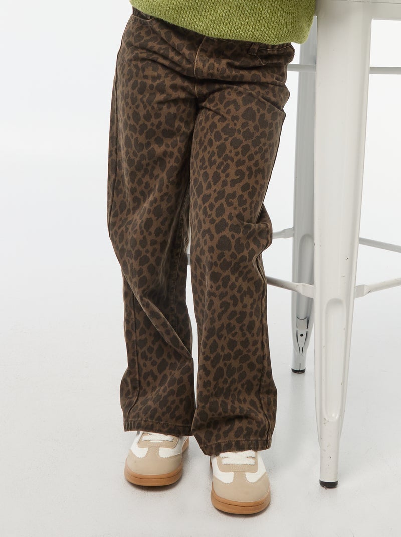 Pantalon large à 5 poches en denim Marron - Kiabi