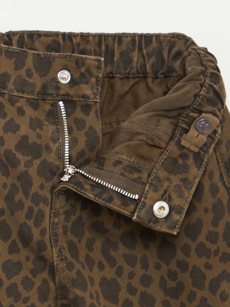 Pantalon large à 5 poches en denim Marron - Kiabi