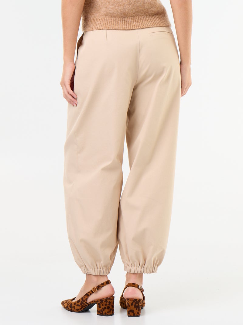 Pantalon large à base élastiquée Beige - Kiabi