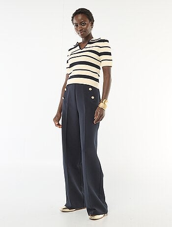 Pantalon large à boutons marinière