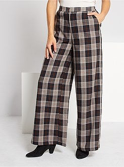 Pantalon large à carreaux - Kiabi