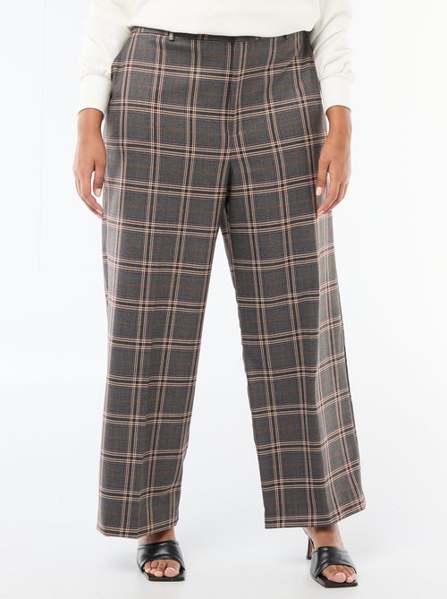 Pantalon large à carreaux - Kiabi