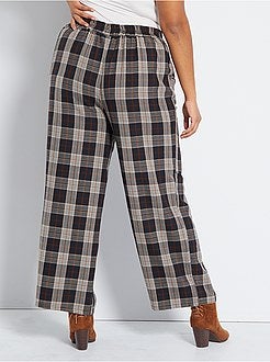 Pantalon large à carreaux - Kiabi