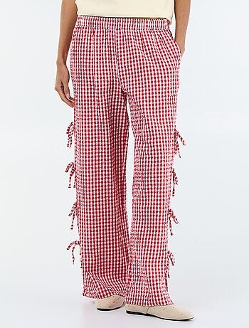 Pantalon large à carreaux vichy