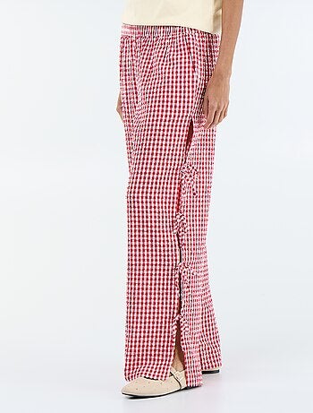 Pantalon large à carreaux vichy