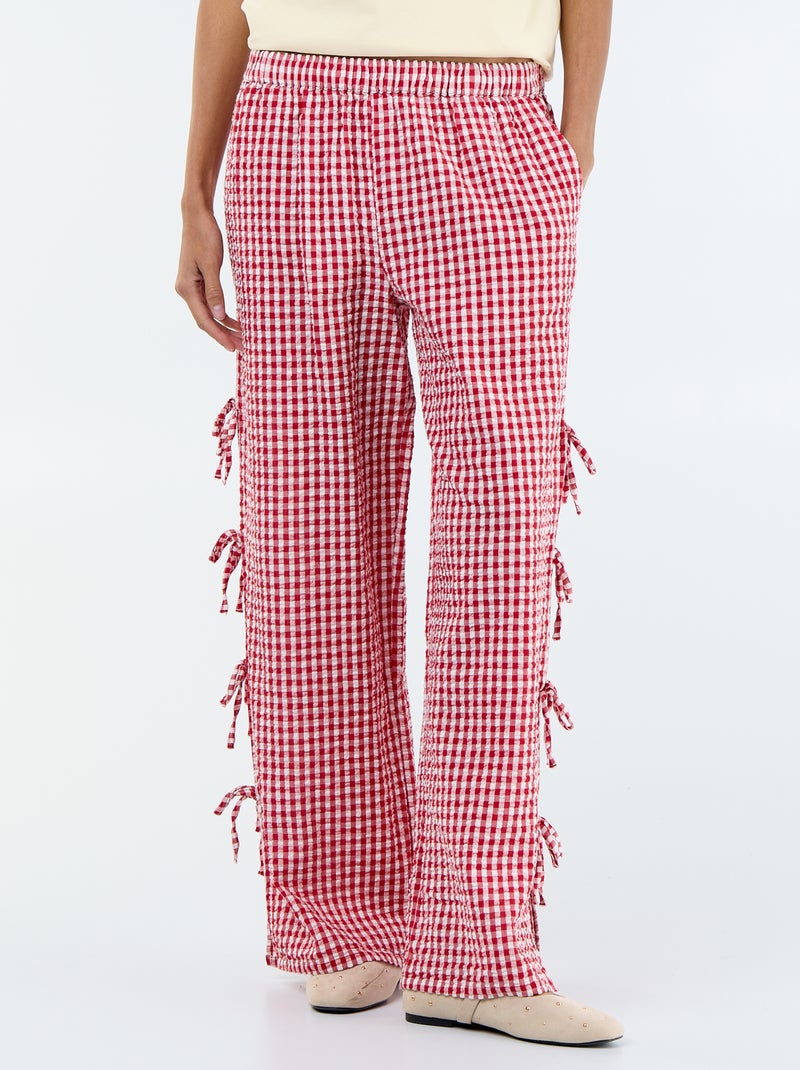Pantalon large à carreaux vichy Rouge - Kiabi