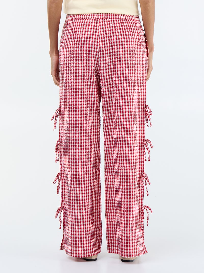 Pantalon large à carreaux vichy Rouge - Kiabi