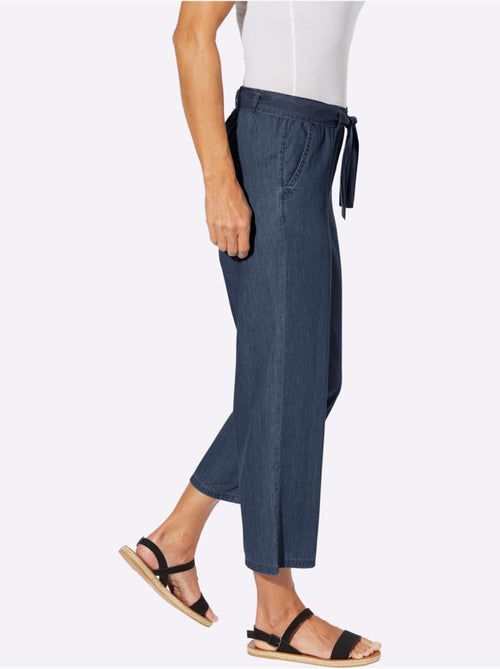 Pantalon large à ceinture élastique avec lien et deux poches - Taille standard - Moda Vilona - Kiabi