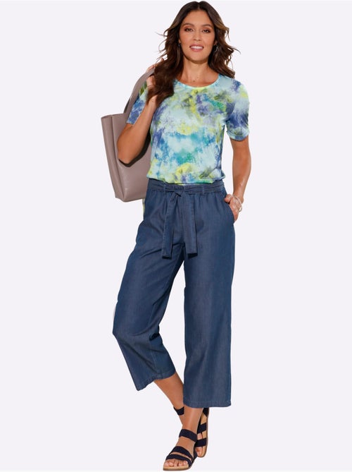 Pantalon large à ceinture élastique avec lien et deux poches - Taille standard - Moda Vilona - Kiabi