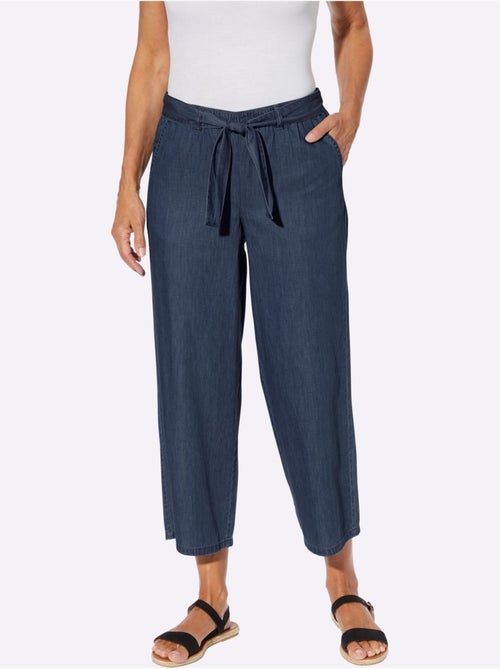 Pantalon large à ceinture élastique avec lien et deux poches - Taille standard - Moda Vilona - Kiabi