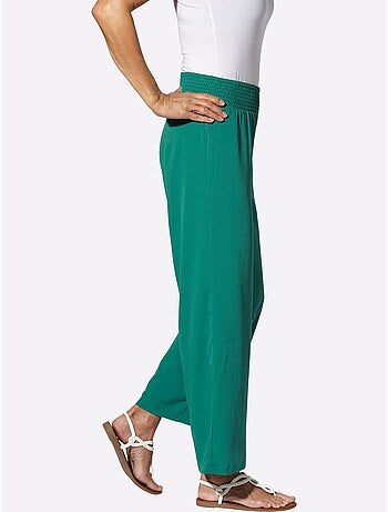 Pantalon large à ceinture smockée et longueur chevilles - Taille standard - Moda Vilona