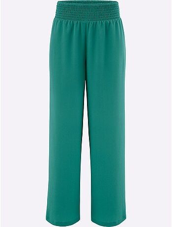Pantalon large à ceinture smockée et longueur chevilles - Taille standard - Moda Vilona