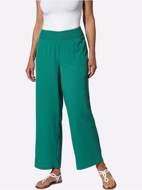 Pantalon large à ceinture smockée et longueur chevilles - Taille standard - Moda Vilona - Kiabi Pantalon large à ceinture smockée et longueur chevilles - Taille standard - Moda Vilona - Kiabi