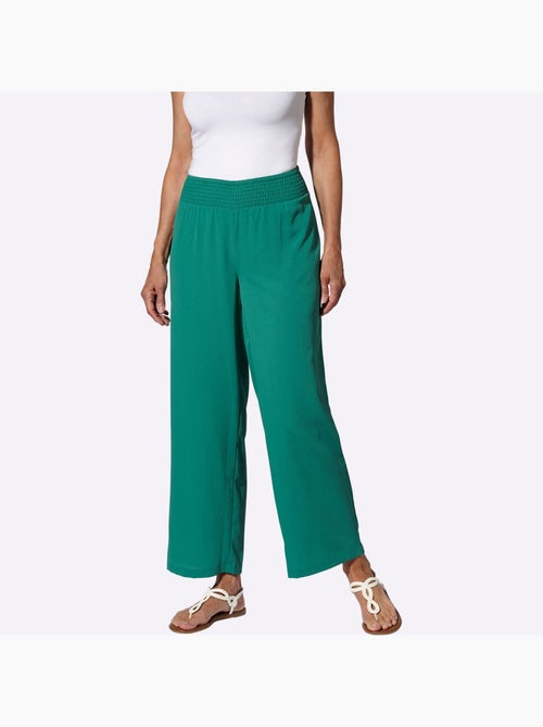Pantalon large à ceinture smockée et longueur chevilles - Taille standard - Moda Vilona - Kiabi Pantalon large à ceinture smockée et longueur chevilles - Taille standard - Moda Vilona - Kiabi