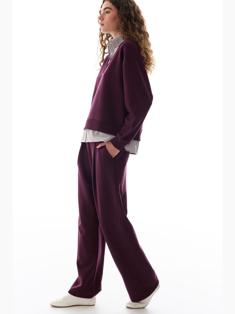 Pantalon large à couches penti Rouge bordeaux - Kiabi