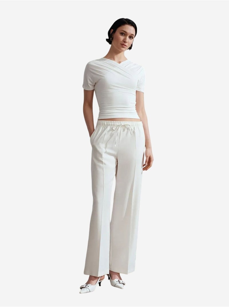 Pantalon large à enfiler dilvin Blanc - Kiabi