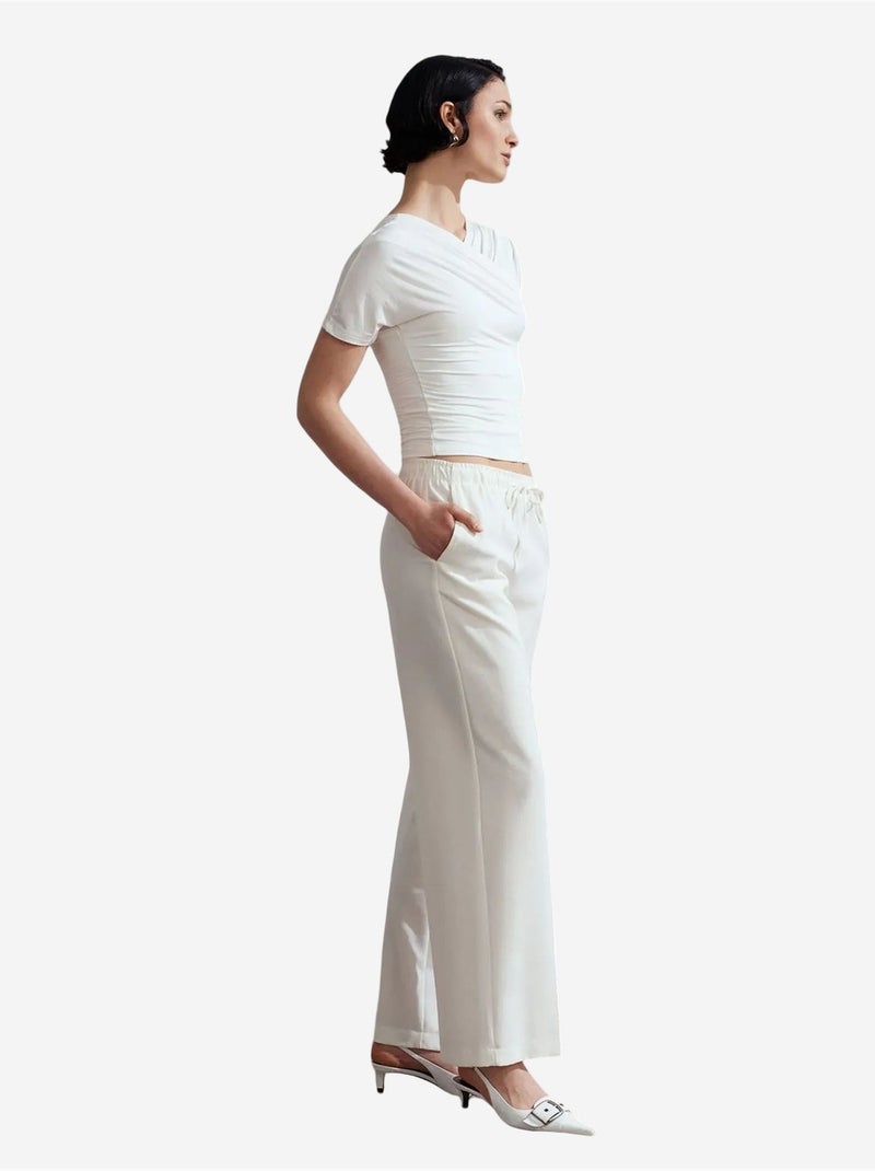 Pantalon large à enfiler dilvin Blanc - Kiabi