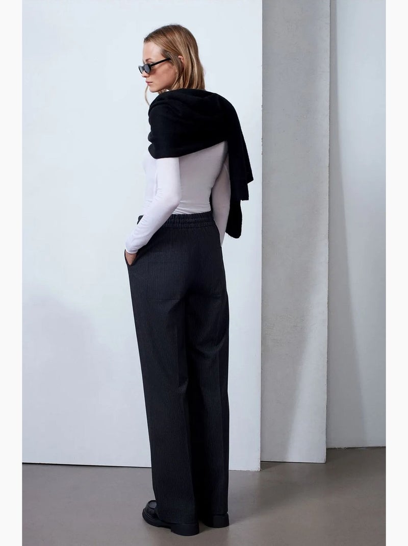 Pantalon large à enfiler dilvin Gris Noir - Kiabi