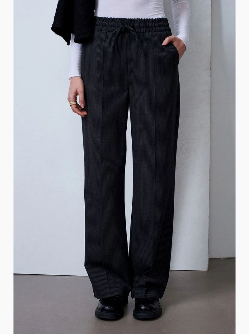 Pantalon large à enfiler dilvin Gris Noir - Kiabi