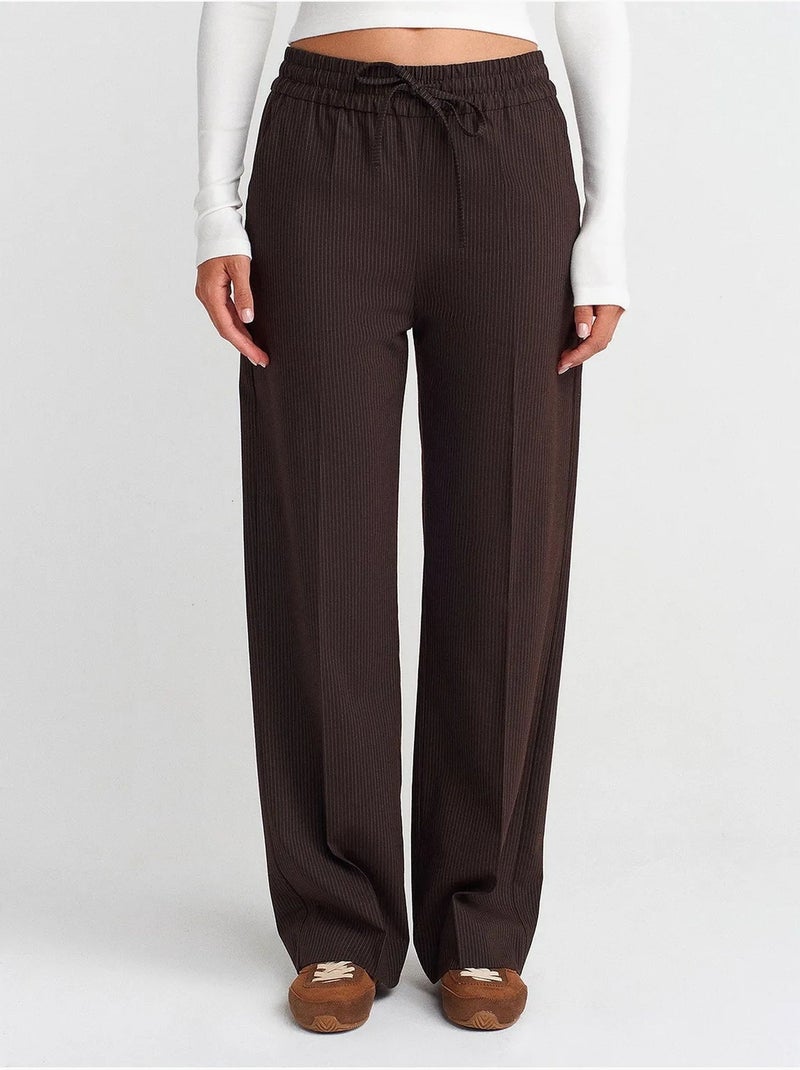 Pantalon large à enfiler dilvin Marron chocolat - Kiabi