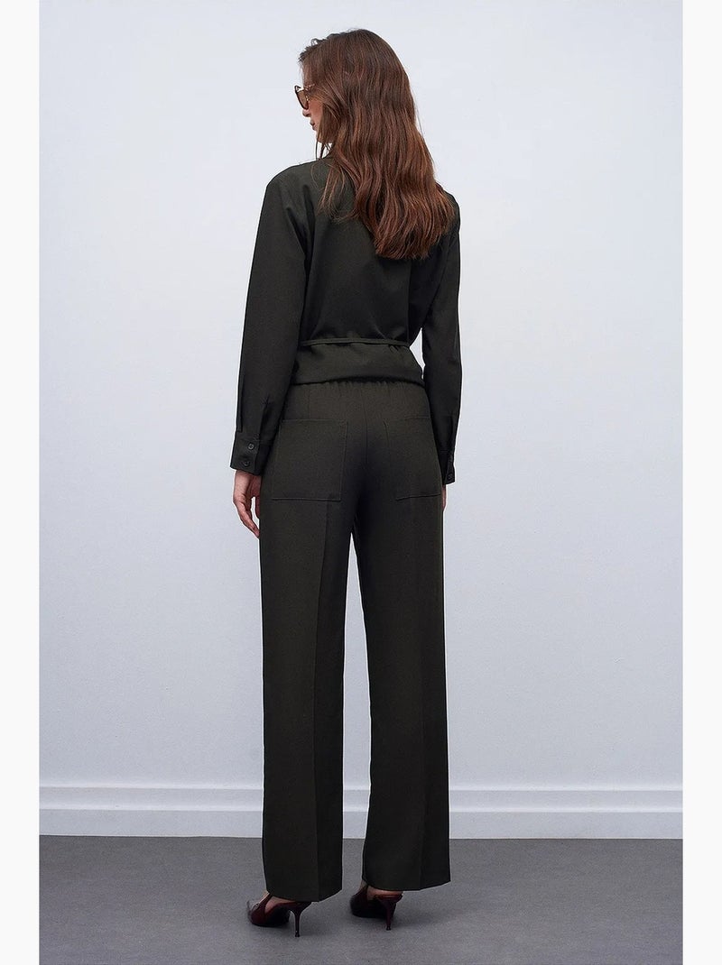 Pantalon large à enfiler dilvin Vert kaki - Kiabi