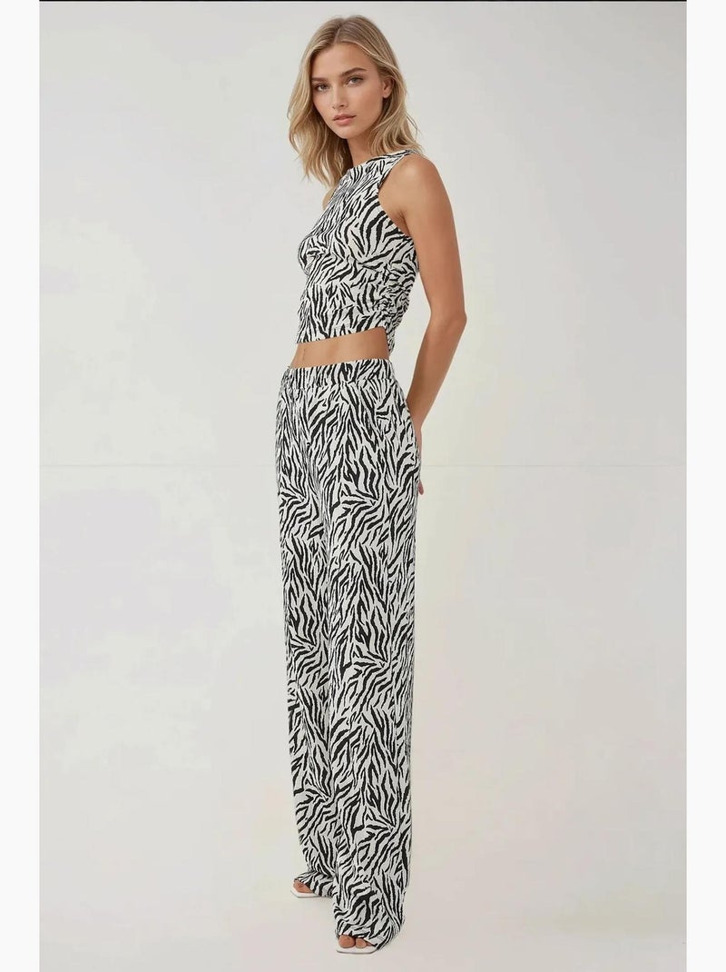 Pantalon large à imprimé zèbre hiccup Multicolore - Kiabi
