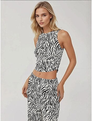 Pantalon large à imprimé zèbre