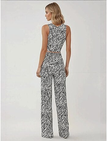 Pantalon large à imprimé zèbre