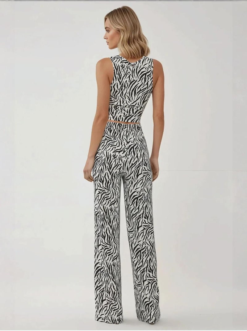 Pantalon large à imprimé zèbre Multicolore - Kiabi