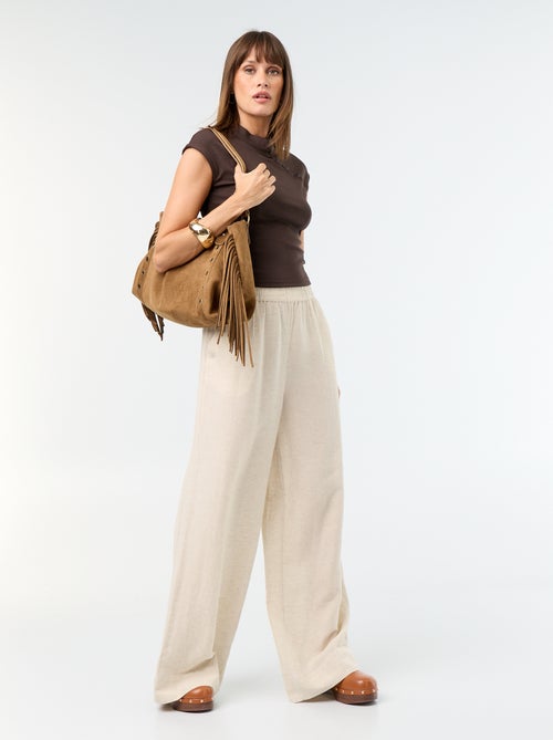Pantalon large à la taille élastiquée - Kiabi