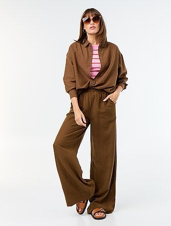 Pantalon large à la taille élastiquée