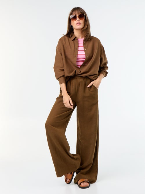 Pantalon large à la taille élastiquée - Kiabi