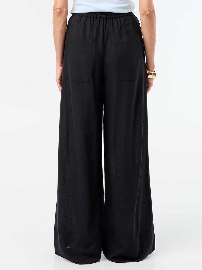 Pantalon large à la taille élastiquée Noir - Kiabi