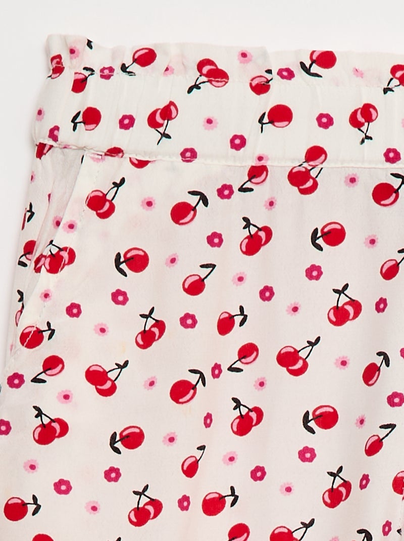 Pantalon large à motif avec taille élastiquée Blanc - Kiabi