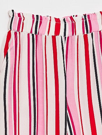 Pantalon large à motif avec taille élastiquée