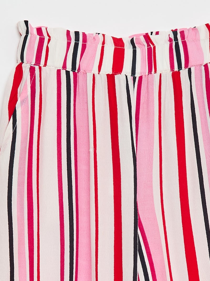 Pantalon large à motif avec taille élastiquée Blanc - Kiabi