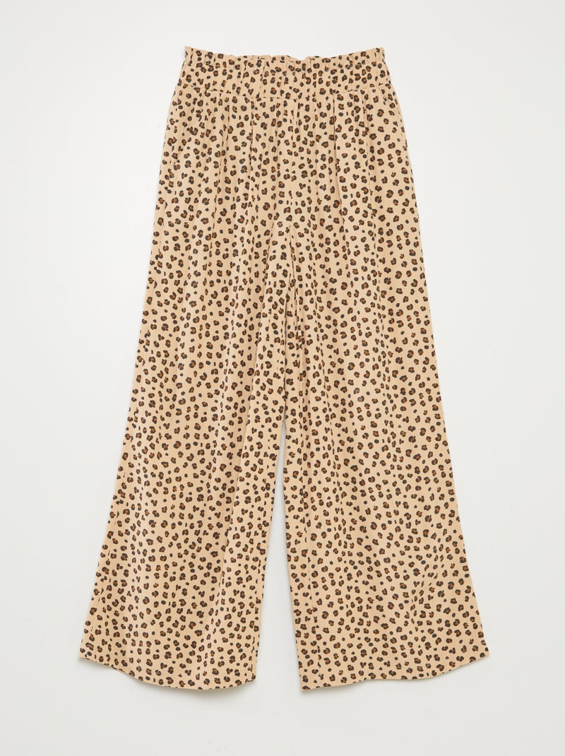 Pantalon large à motif Beige - Kiabi