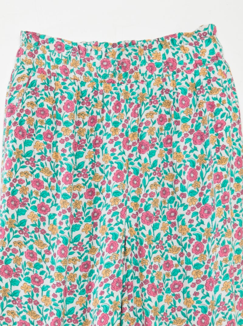 Pantalon large à motif Vert/Rose - Kiabi